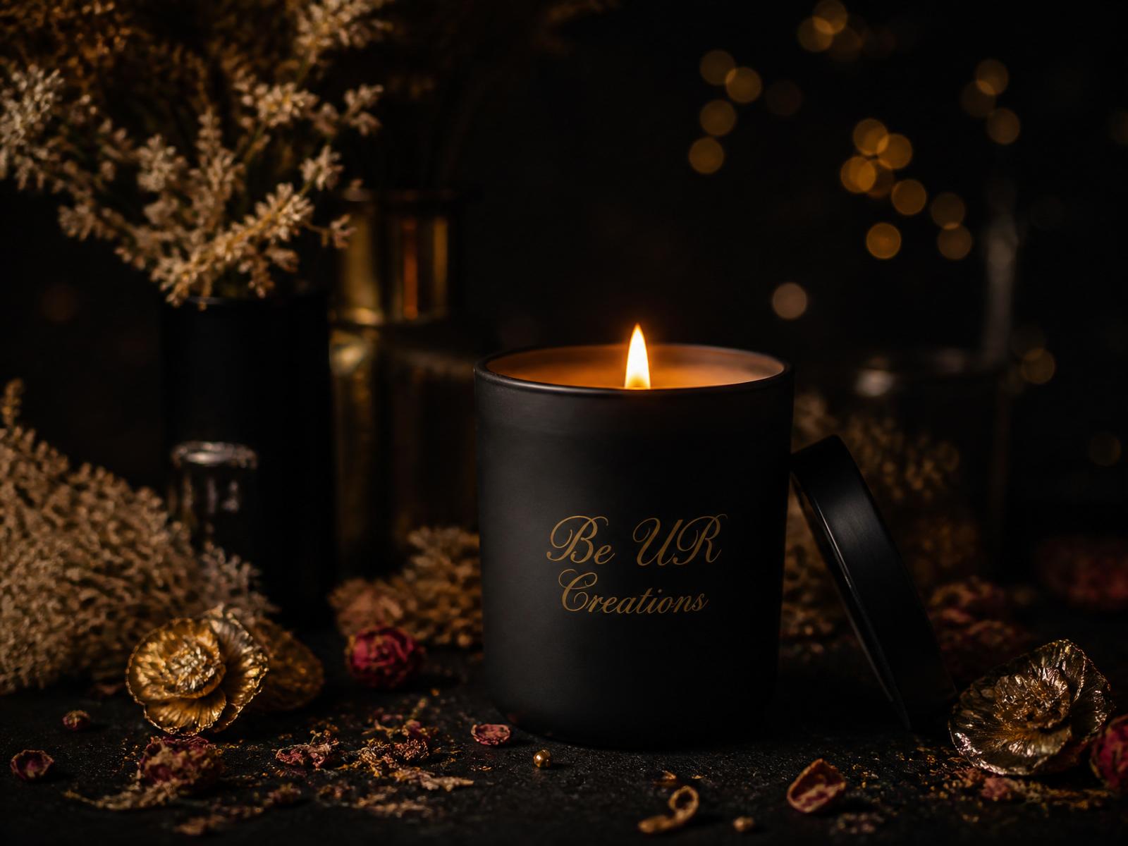 Be UR Creations signature black and gold candle